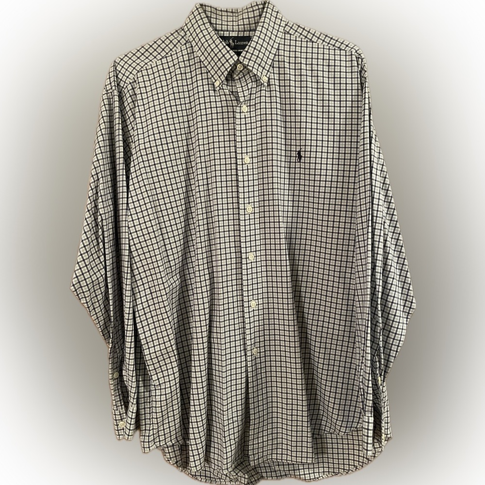 Men’s Ralph Lauren blue plaid dress shirt